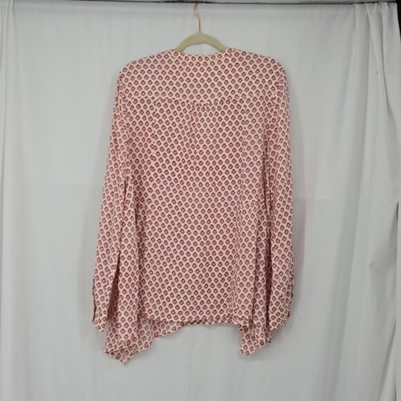 Anthropologie Maeve Laiken Henley Popover Ditsy Floral Cream Pink Plus Size 14 - Picture 7 of 11